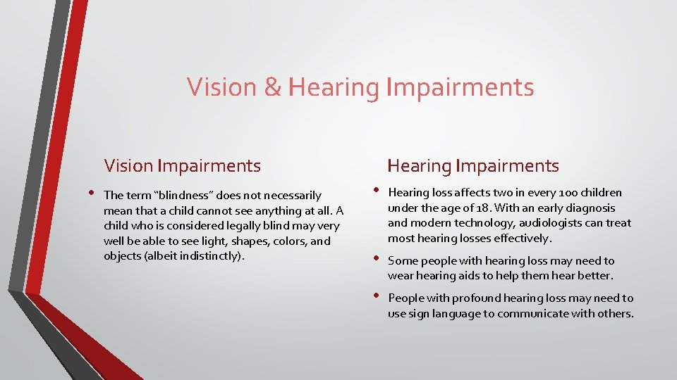 Communication DisorderVision Hearing Impairments BSD Disability