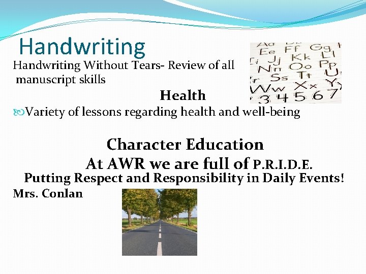 Handwriting Without Tears- Review of all manuscript skills Health Variety of lessons regarding health