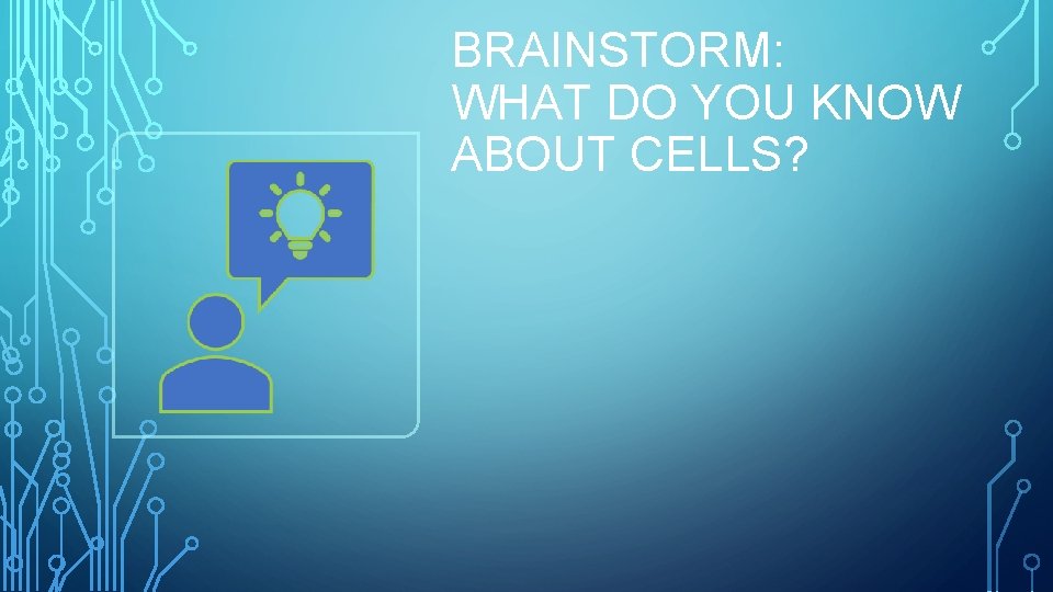 BRAINSTORM: WHAT DO YOU KNOW ABOUT CELLS? 