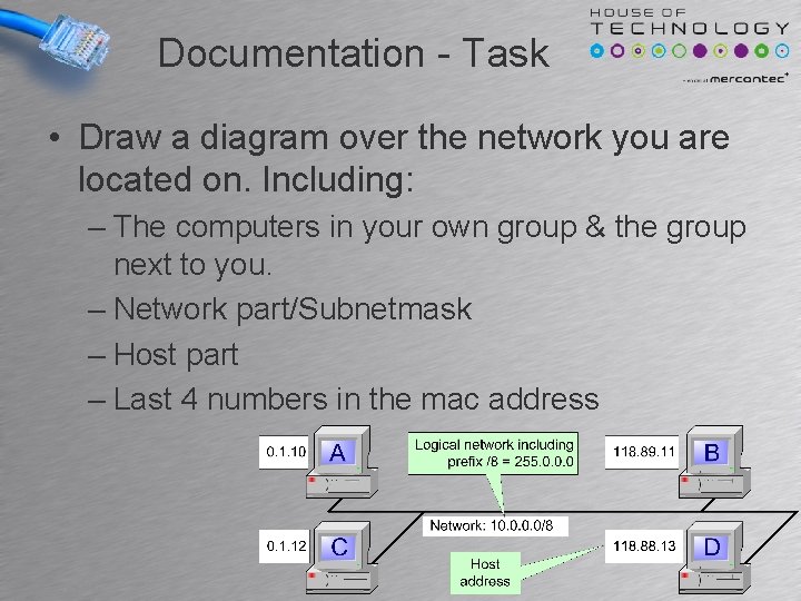 Documentation - Task • Draw a diagram over the network you are located on. Documentation - Task • Draw a diagram over the network you are located on.