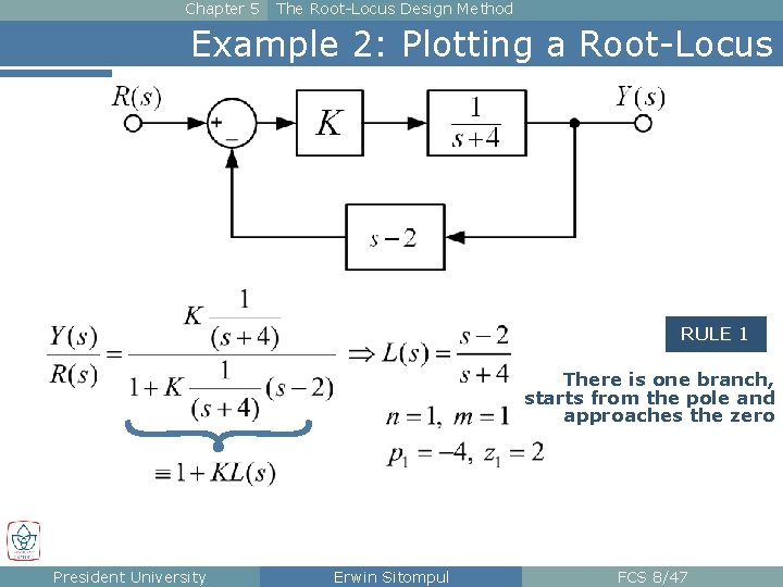 Chapter 5 The Root-Locus Design Method Example 2: Plotting a Root-Locus RULE 1 There