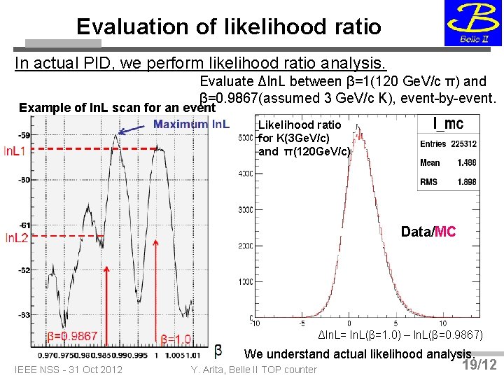 Evaluation of likelihood ratio In actual PID, we perform likelihood ratio analysis. Evaluate Δln.