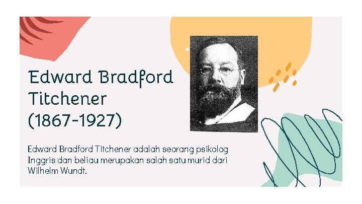 Edward Bradford Titchener (1867 -1927) Edward Bradford Titchener adalah seorang psikolog Inggris dan beliau