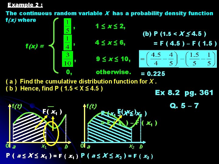 Example 2 : The continuous random variable X has a probability density function f(x) Example 2 : The continuous random variable X has a probability density function f(x)