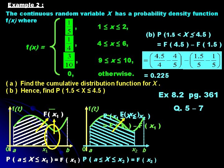 Example 2 : The continuous random variable X has a probability density function f(x)