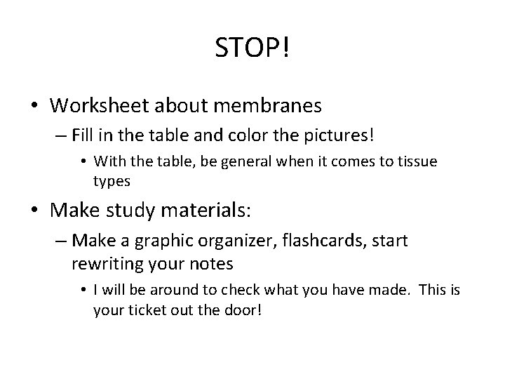 STOP! • Worksheet about membranes – Fill in the table and color the pictures!