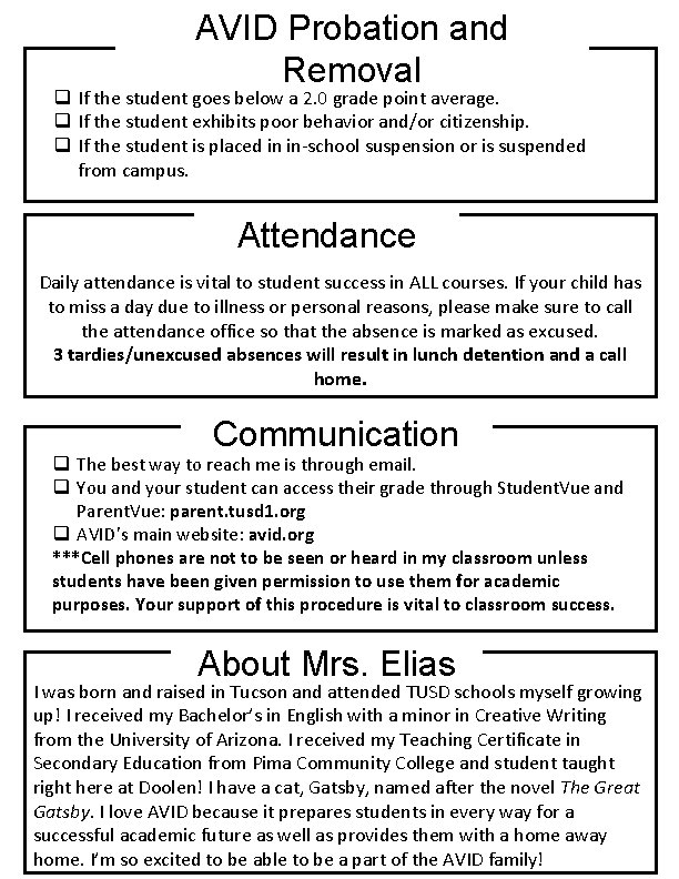 AVID Probation and Removal q If the student goes below a 2. 0 grade