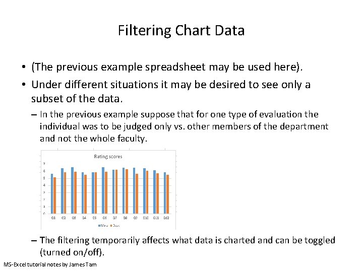 Filtering Chart Data • (The previous example spreadsheet may be used here). • Under