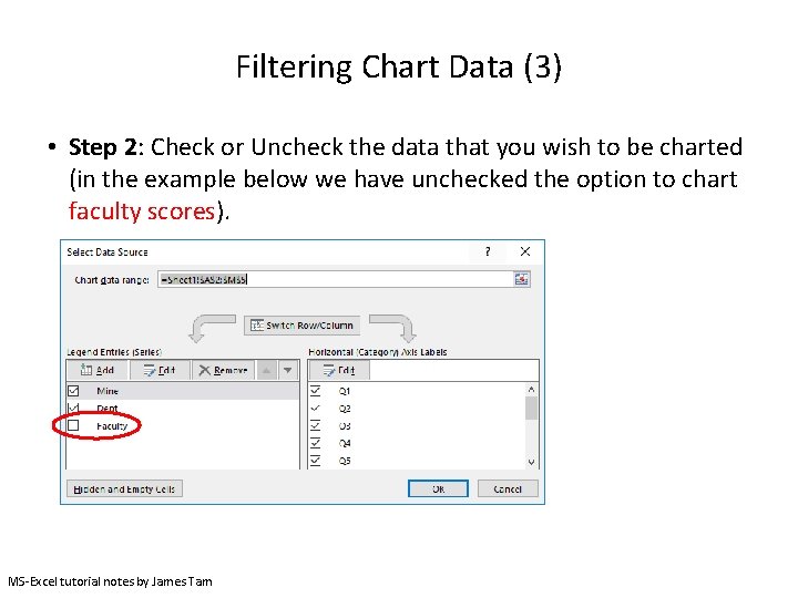 Filtering Chart Data (3) • Step 2: Check or Uncheck the data that you