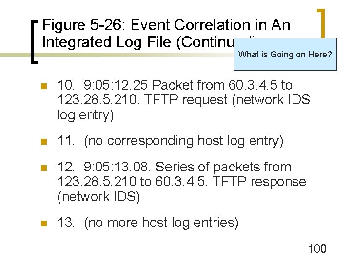 Figure 5 -26: Event Correlation in An Integrated Log File (Continued) What is Going