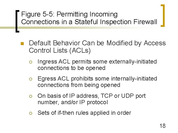 Figure 5 -5: Permitting Incoming Connections in a Stateful Inspection Firewall n Default Behavior
