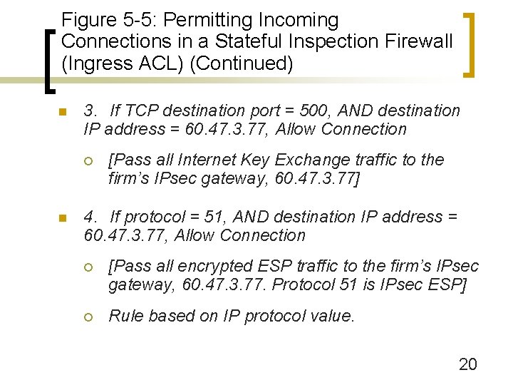 Figure 5 -5: Permitting Incoming Connections in a Stateful Inspection Firewall (Ingress ACL) (Continued)