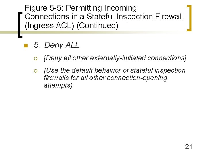 Figure 5 -5: Permitting Incoming Connections in a Stateful Inspection Firewall (Ingress ACL) (Continued)