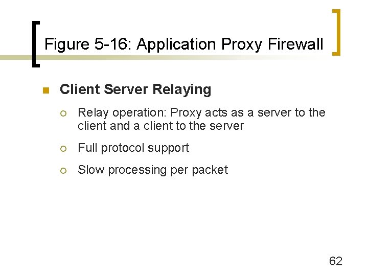 Figure 5 -16: Application Proxy Firewall n Client Server Relaying ¡ Relay operation: Proxy