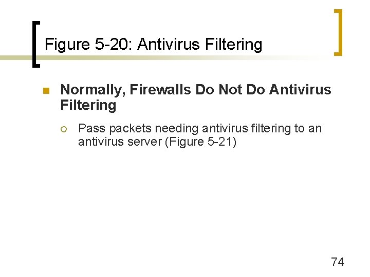 Figure 5 -20: Antivirus Filtering n Normally, Firewalls Do Not Do Antivirus Filtering ¡