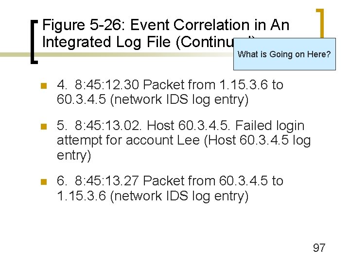 Figure 5 -26: Event Correlation in An Integrated Log File (Continued) What is Going