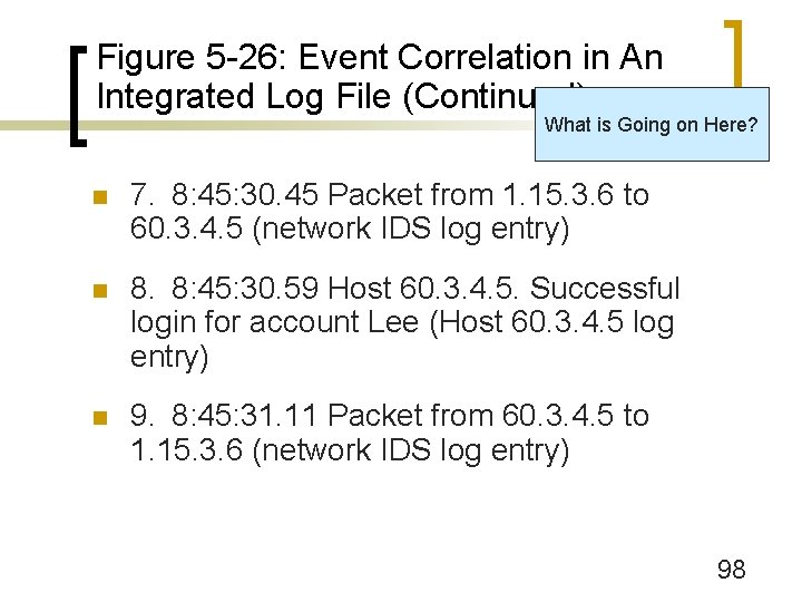 Figure 5 -26: Event Correlation in An Integrated Log File (Continued) What is Going