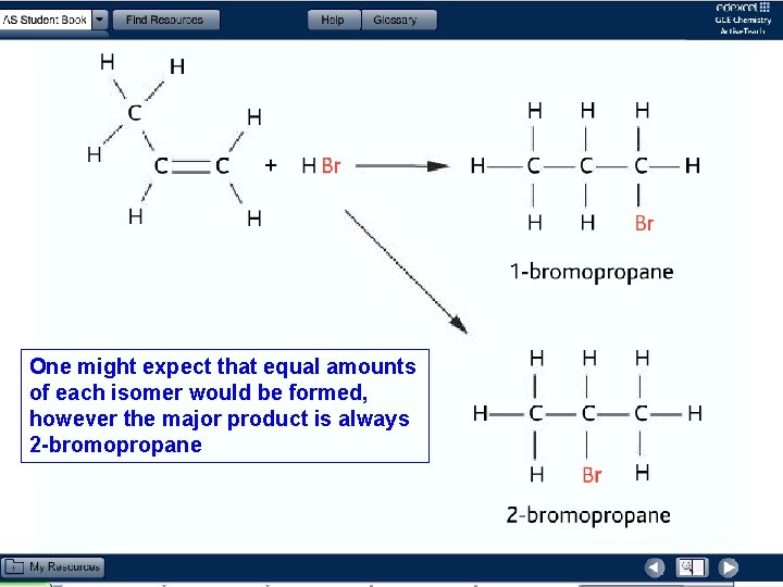 One might expect that equal amounts of each isomer would be formed, however the