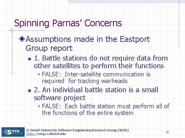 Spinning Parnas’ Concerns Assumptions made in the Eastport Group report n 1. Battle stations