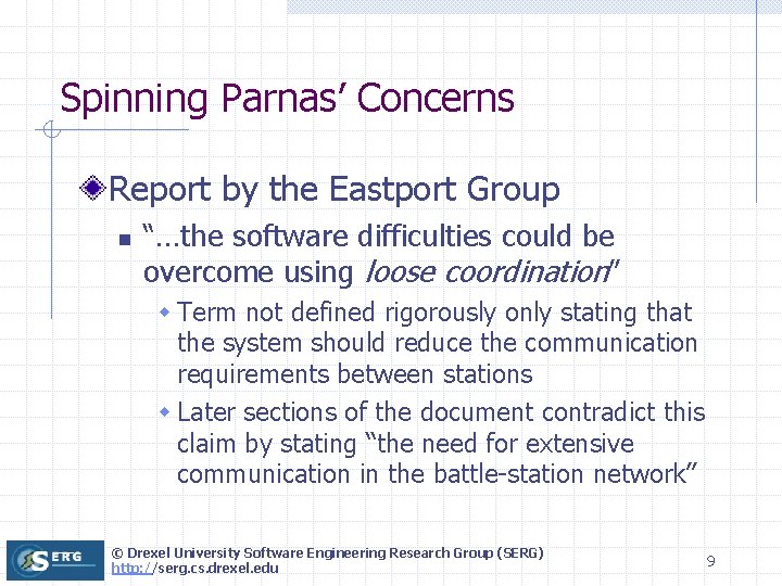 Spinning Parnas’ Concerns Report by the Eastport Group n “…the software difficulties could be