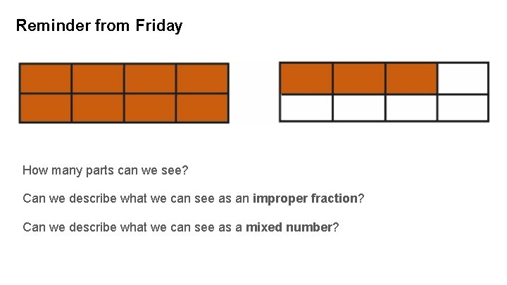 Reminder from Friday How many parts can we see? Can we describe what we