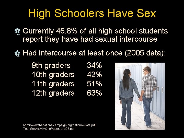 High Schoolers Have Sex _ Currently 46. 8% of all high school students report