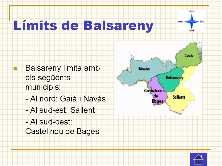 Límits de Balsareny n Balsareny limita amb els següents municipis: - Al nord: Gaià