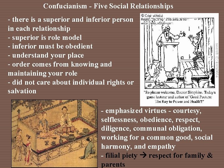 Confucianism - Five Social Relationships - there is a superior and inferior person in