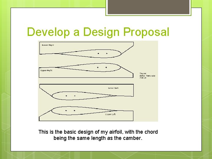 Develop a Design Proposal This is the basic design of my airfoil, with the
