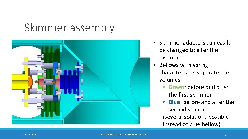 Skimmer assembly • Skimmer adapters can easily be changed to alter the distances •