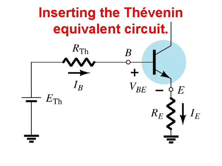 Inserting the Thévenin equivalent circuit. Inserting the Thévenin equivalent circuit.