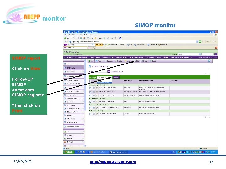 monitor SIMOP report Click on View Follow-UP SIMOP comments SIMOP register Then click on