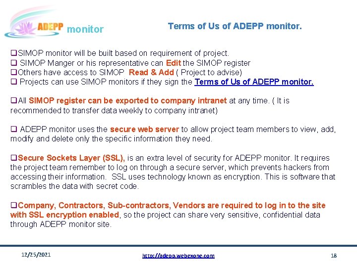 monitor Terms of Us of ADEPP monitor. q. SIMOP monitor will be built based