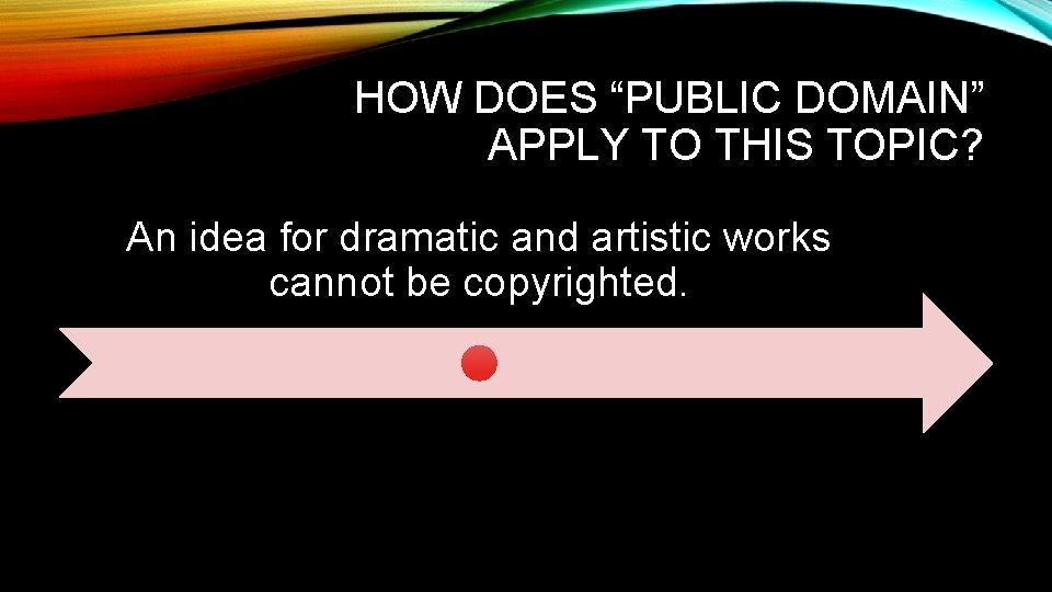 HOW DOES “PUBLIC DOMAIN” APPLY TO THIS TOPIC? An idea for dramatic and artistic