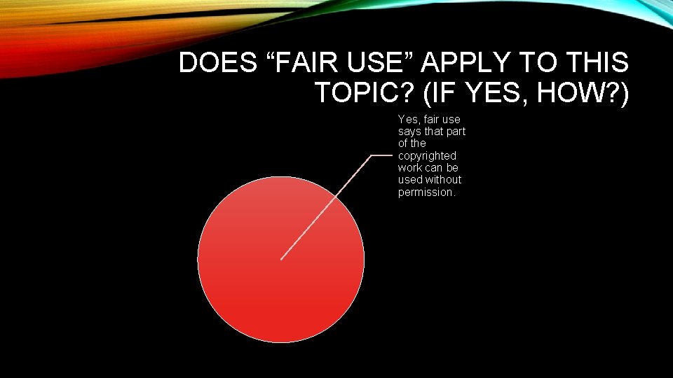 DOES “FAIR USE” APPLY TO THIS TOPIC? (IF YES, HOW? ) Yes, fair use
