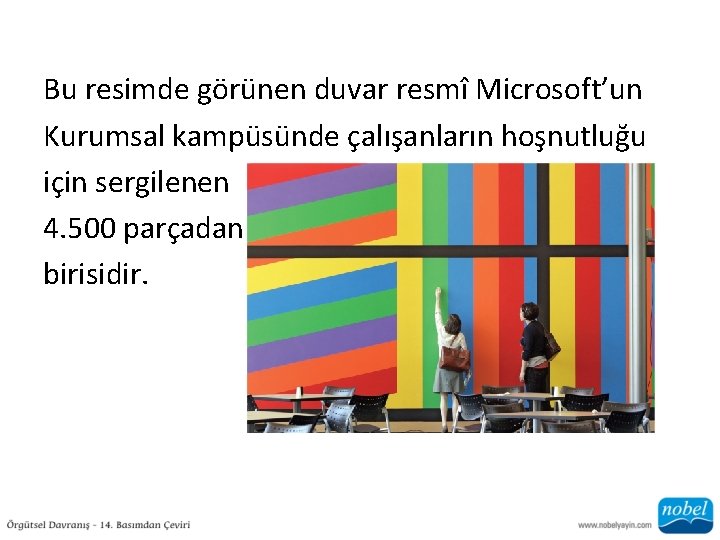 Bu resimde görünen duvar resmî Microsoft’un Kurumsal kampüsünde çalışanların hoşnutluğu için sergilenen 4. 500