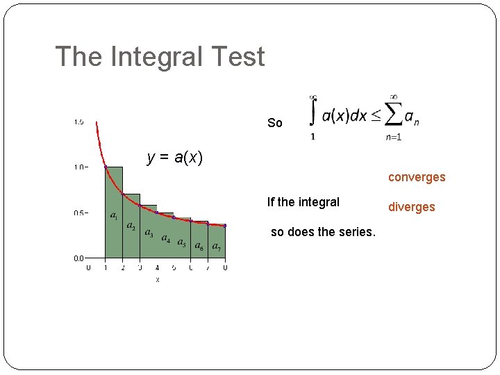 The Integral Test So y = a(x) converges If the integral so does the