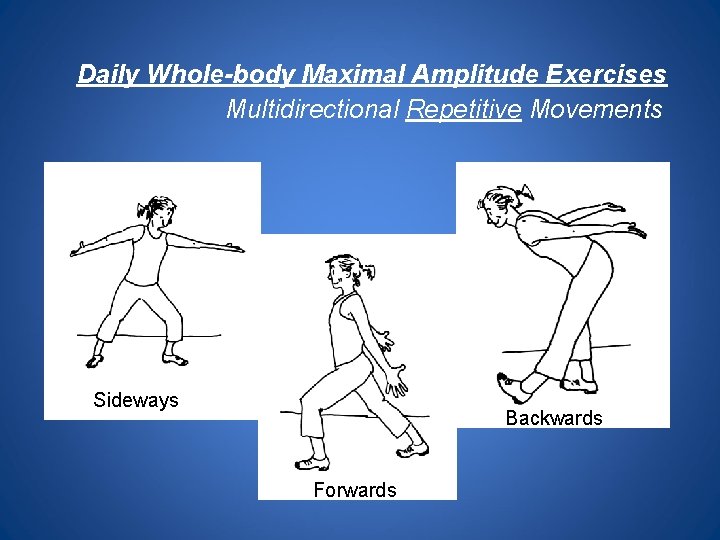 Daily Whole-body Maximal Amplitude Exercises Multidirectional Repetitive Movements Sideways Backwards Forwards 