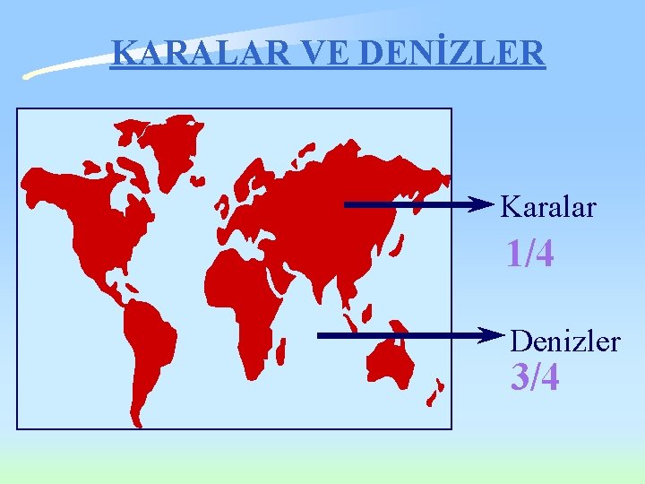 KARALAR VE DENİZLER Karalar 1/4 Denizler 3/4 