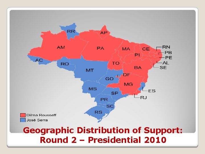 Geographic Distribution of Support: Round 2 – Presidential 2010 