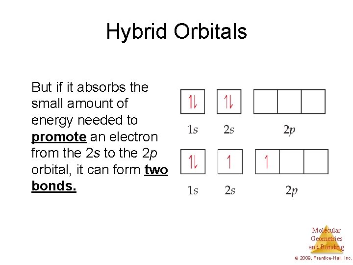 Hybrid Orbitals But if it absorbs the small amount of energy needed to promote