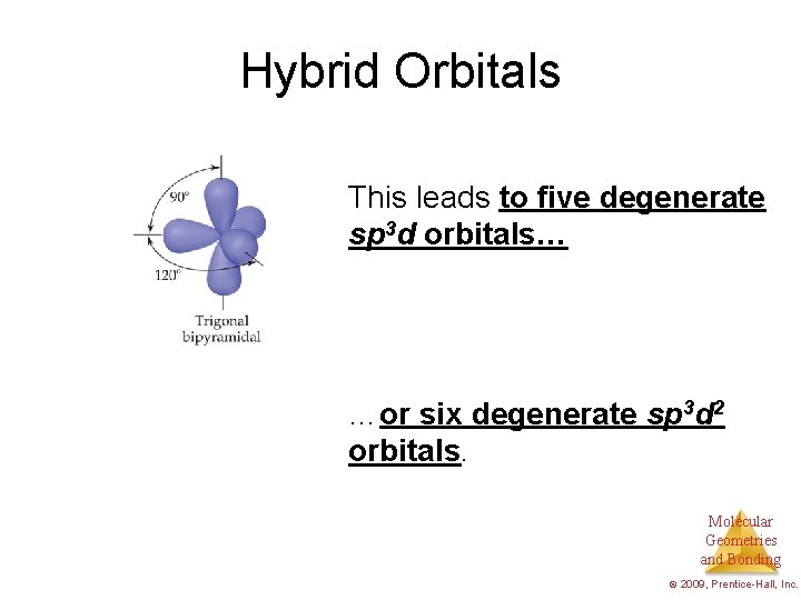 Hybrid Orbitals This leads to five degenerate sp 3 d orbitals… …or six degenerate