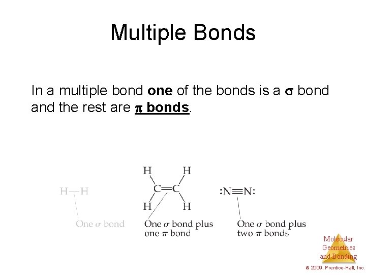 Multiple Bonds In a multiple bond one of the bonds is a bond and