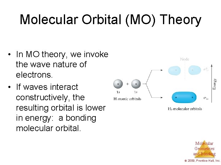 Molecular Orbital (MO) Theory • In MO theory, we invoke the wave nature of