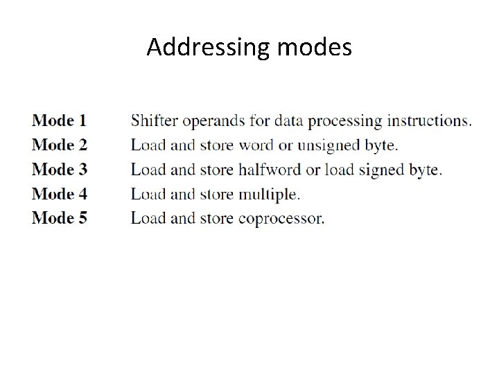Addressing modes Addressing modes