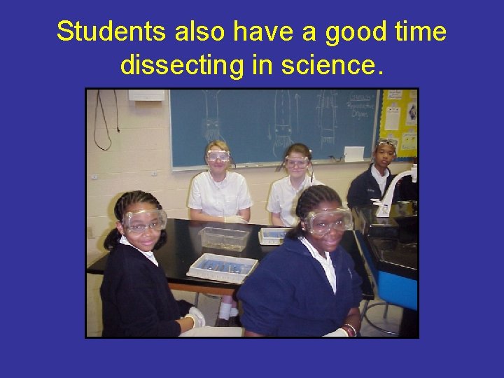 Students also have a good time dissecting in science. 