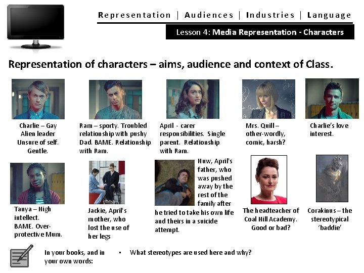 Representation │ Audiences │ Industries │ Language Lesson 4: Media Representation - Characters Representation