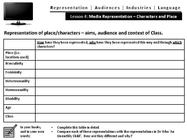 Representation │ Audiences │ Industries │ Language Lesson 4: Media Representation – Characters and