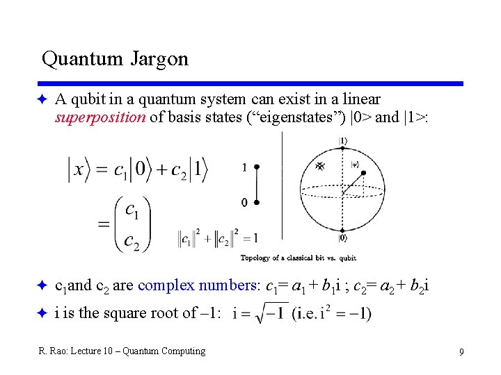 Quantum Jargon F A qubit in a quantum system can exist in a linear