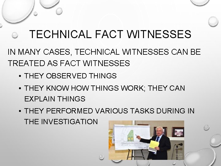 TECHNICAL FACT WITNESSES IN MANY CASES, TECHNICAL WITNESSES CAN BE TREATED AS FACT WITNESSES